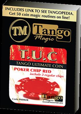 TUC Poker Chip Red plus 3 regular chips (PK002R) by Tango Magic - Trick