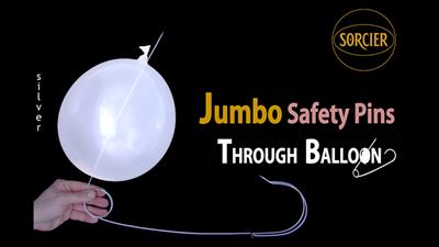 Jumbo Safety Pins Through Balloon Silver by Sorcier Magic