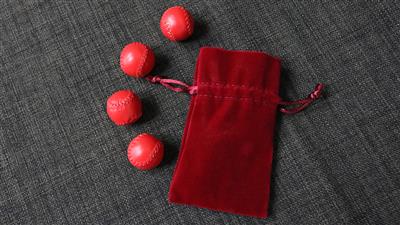 Set of 4 Leather Balls for Cups and Balls (Red and Red) by Leo Smetsers - Trick