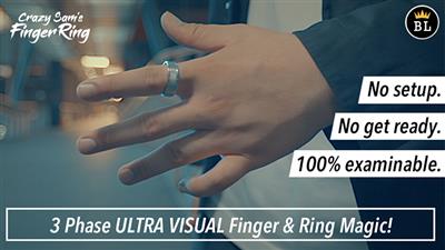 Hanson Chien Presents Crazy Sam's Finger Ring BLACK / SMALL (Gimmick and Online Instructions) by Sam Huang - Trick