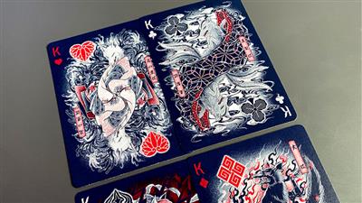 Sumi Kitsune Myth Maker (Blue/Red Craft Letterpressed Tuck) Playing Cards by Card Experiment