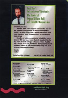 Basics Of Expert Billiard Ball And Thimble Manipulation by Brad Burt - DVD