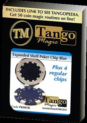 Expanded Shell Poker Chip Blue plus 4 Regular Chips (PK001B)  by Tango Magic - Trick